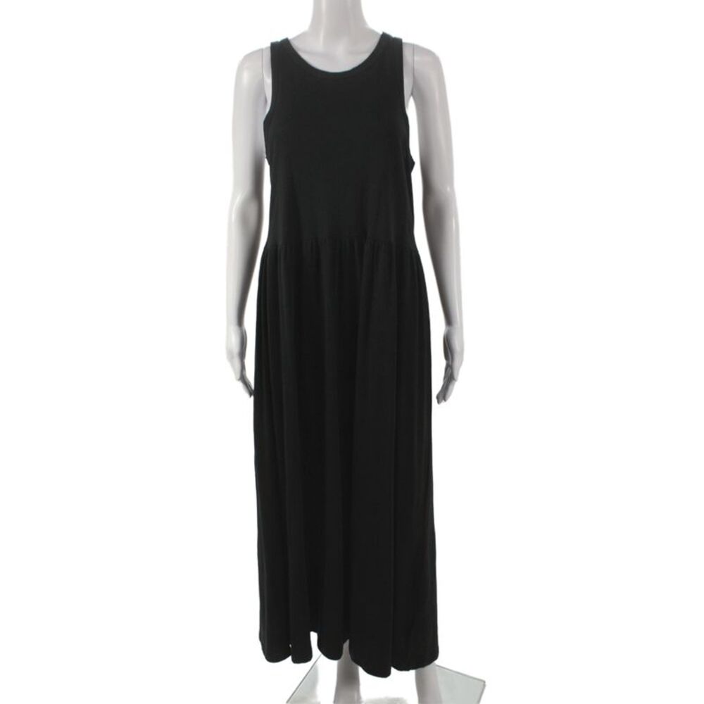J Crew Womens Maxi Dress Black 100% Cotton Sleeveless Crew Neck Size S